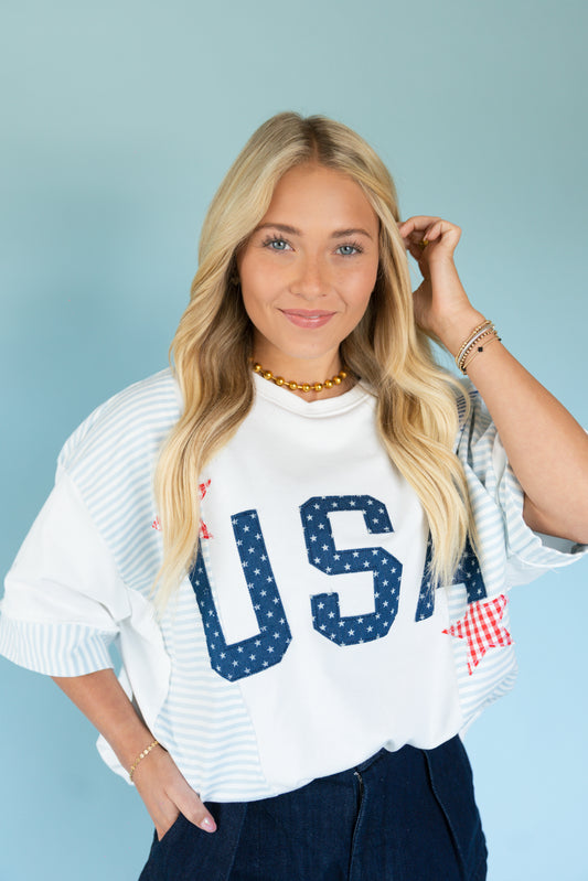 USA patchwork top
