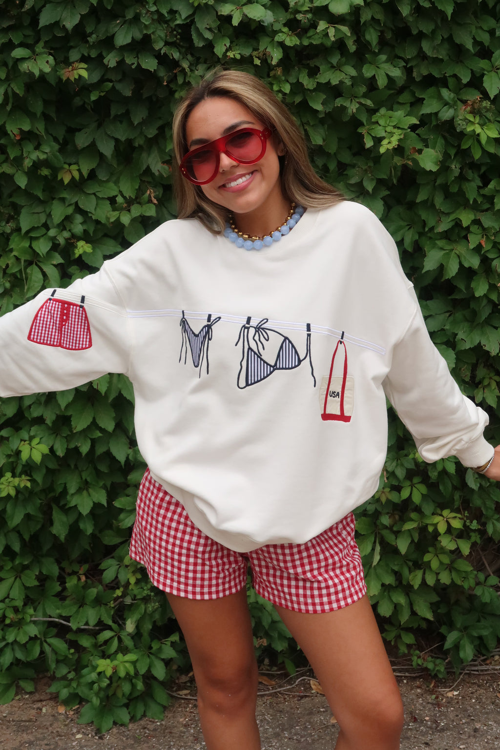 Red, White & Poolside Pullover