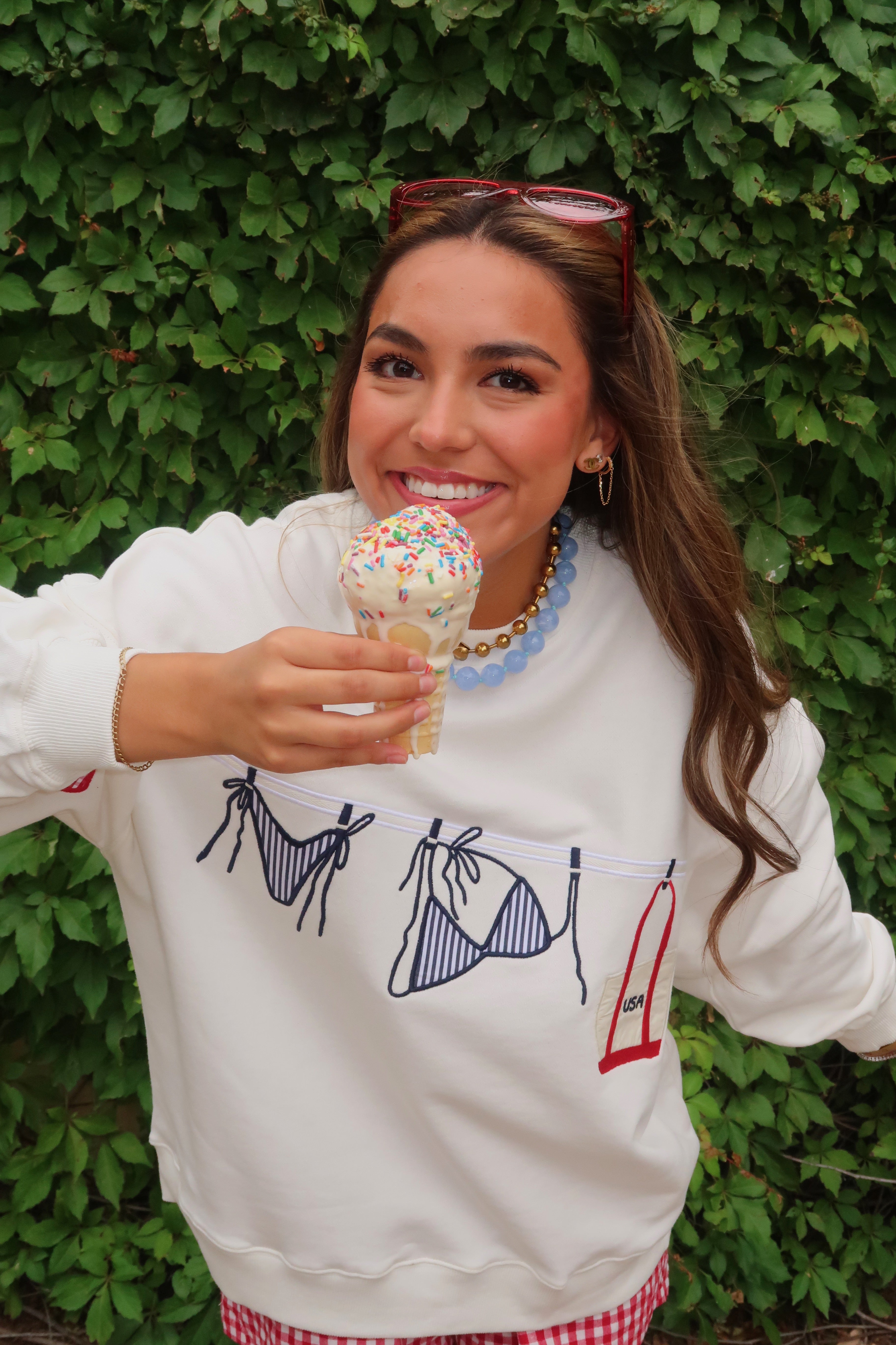 Red, White & Poolside Pullover