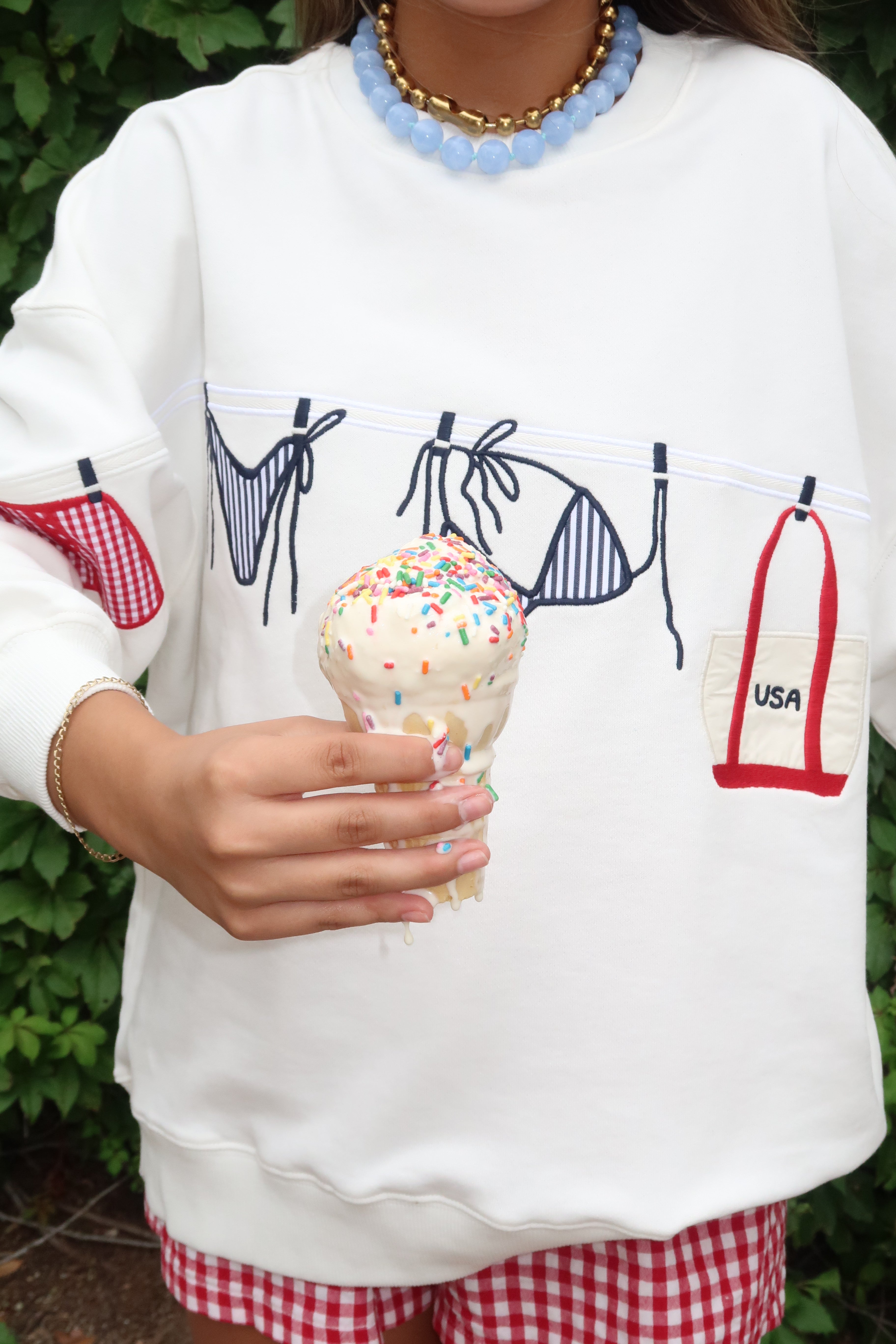 Red, White & Poolside Pullover