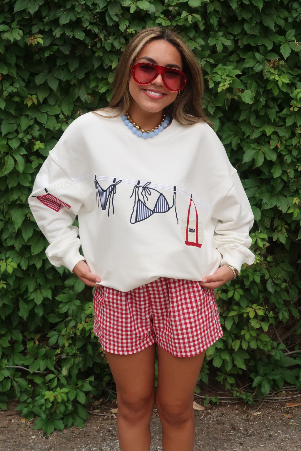 Red, White & Poolside Pullover