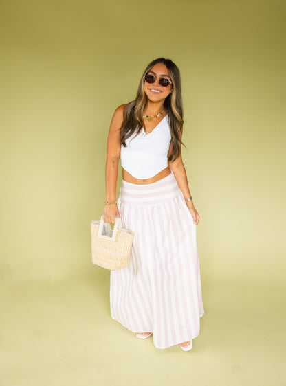 Pink stripe maxi skirt