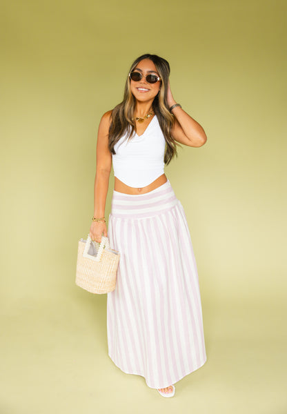 Pink stripe maxi skirt