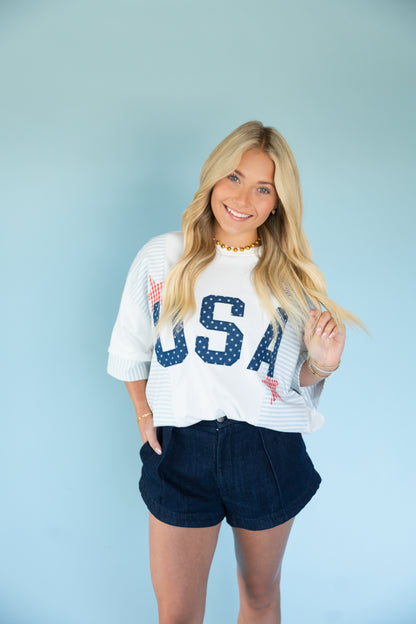 USA patchwork top