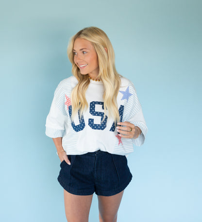 USA patchwork top