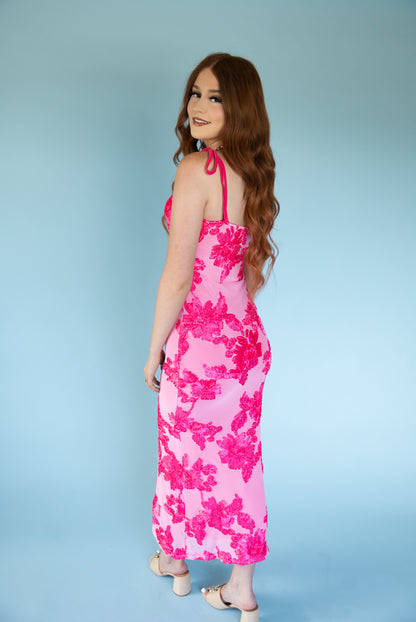 Pink embroidery maxi