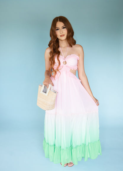 Ombre ruffle maxi